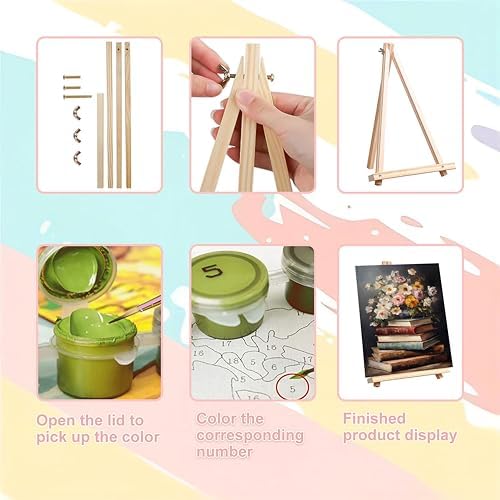 Book Paint by Numbers for Adults with Framed Canvas - with Wooden Easel