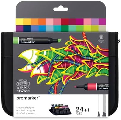 Winsor & Newton ProMarker Set, 24 Count, Student Designer Wallet