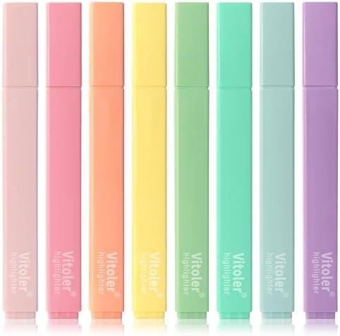 Vitoler Bible Highlighters No Bleed, Assorted Colors,Aesthetic Cute 8 pack | Assorted Color,Cute Pastel,high quality for bible study,books,journal,writing,school office