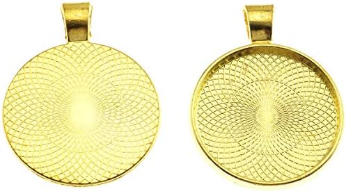 25pcs Round Bezel Pendant Trays Setting Cabochon Blank Base for DIY Crafting Photo Jewelry Findings Making Accessories 25mm(Gold)