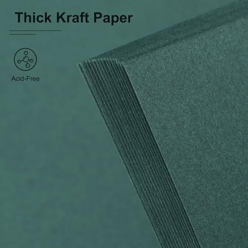 Scrapbook Album 8x8 Inches 40 Pages Hardcover Kraft Paper Green