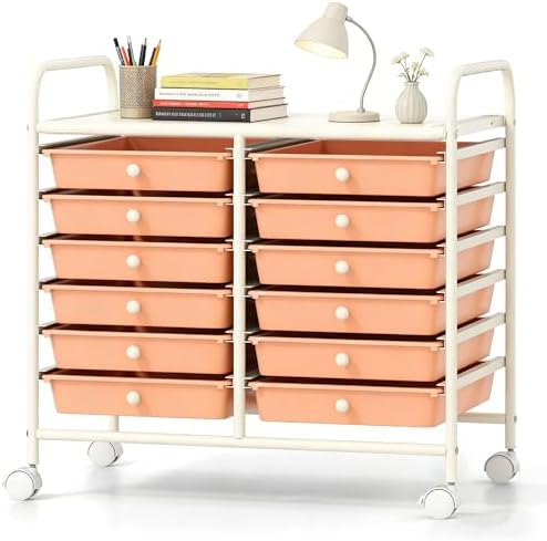 COSTWAY 12-Drawer Rolling Storage Cart, Utility Storage Organizer Cart