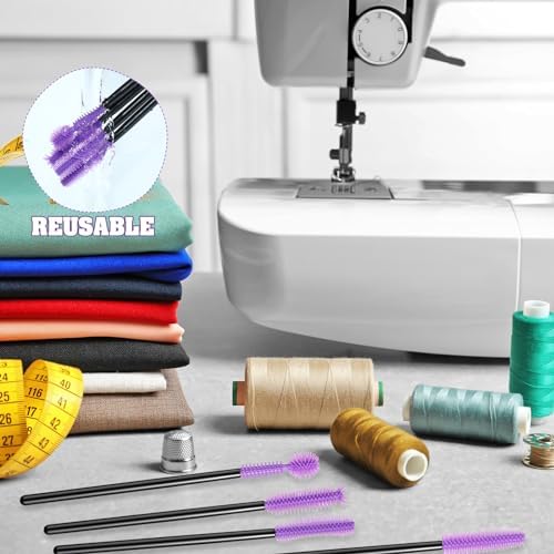 20 Pcs Sewing Machine Cleaning Brushes Reusable Silicone Cleaner,Black, Purple