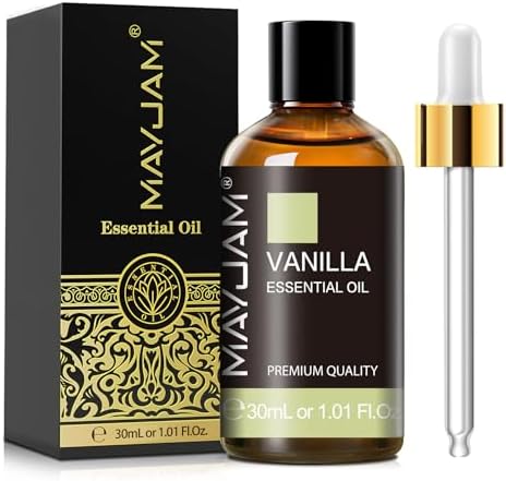MAYJAM Vanilla Essential Oil for Diffuser Aromatherapy DIY Soap, 1.01fl.oz