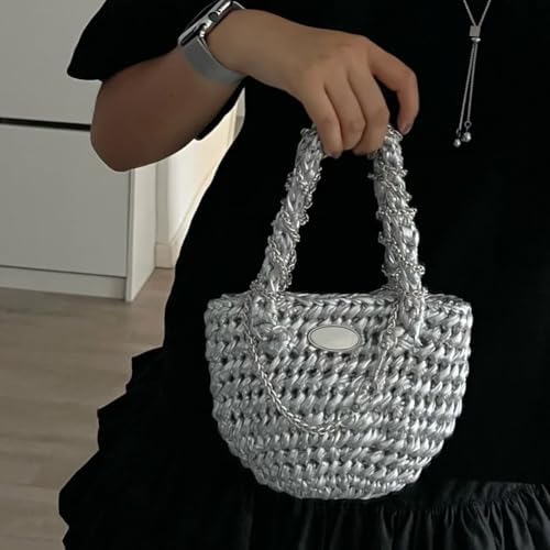 T-Shirt Yarn, Crochet Yarn for Beginner Crochet Bags/Basket/Coaster, Shiny Tshirt Yarn for Crocheting Beginners DIY Hand Craft Bag Blanket Cushion Projects