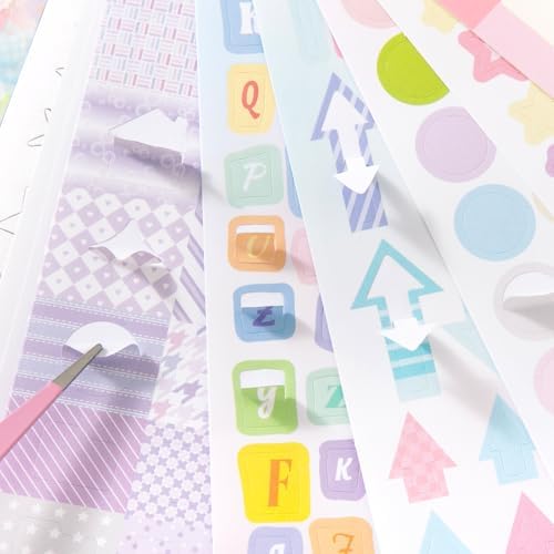 Prstincol Cute Sticker Book，30 Sheets Glitter Aesthetic Decorative Stickers for Scrapbooking,Stars Heart Letter Glitter Self-Adhesive Stickers for Photocards, Journal,scrapbook（Lightly Salted）