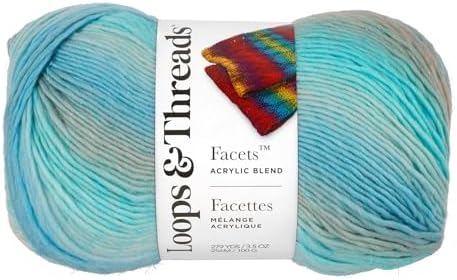 Loops & Threads Facets Yarn - Yarn for Knitting, Crochet, Weaving, and Arts & Crafts - Frost, Acrylic, 3.5 oz