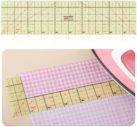 Hot Hem Ruler, 10x2.5inch Rectangular Ironing Ruler, Heat Resistant, Non-Slip, Sewing Tools for Quilting, Patchwork, DIY Craft Supplies