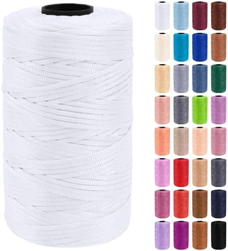 JeogYong Polypropylene Ribbon Yarn 3mm x 218 Yards Flat Macrame Cord 3mm Crochet Yarn for Handbags, Shopping Bags, Sun Hats, Shoes, DIY Crafts, Decorative Projects
