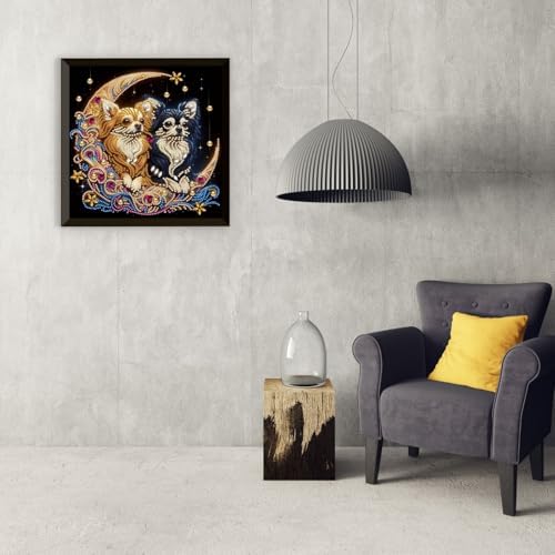 Bloomthread Diamond Painting Kits for Adults – Dog and Moon Partial Drill Diamond Art Painting Kits for Holiday Gifts and Home Decor 12x12 Inches