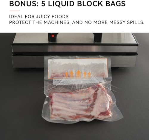 Wevac Vacuum Sealer Bags, 150 Gallon 11" x 16", and Quart 8" x 12" and Pint 6" x 10", 5 Liquid Block Bags & 5 Bone Guard Pieces, Heavy Duty for Food Storage, Sous Vide & Meal Prep