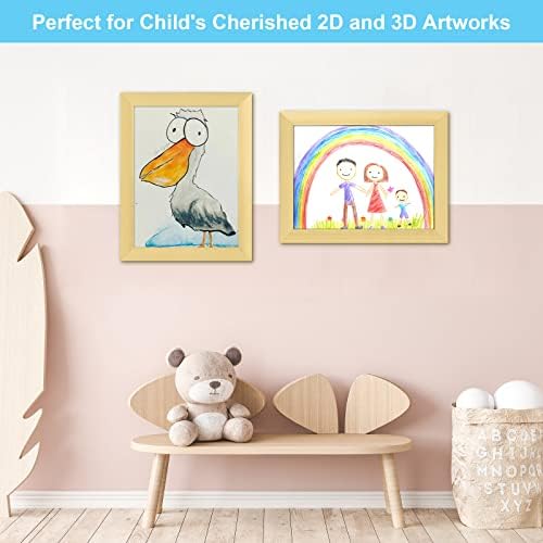[2Pack] Kids Art Frames, 9x12 Front Opening Kids Artwork Frames Changeable, Gold Artwork Display Storage Frame for Wall, Holds 50 Pcs, for 3D Picture, Crafts, Children Drawing, Hanging Art, Portfolio
