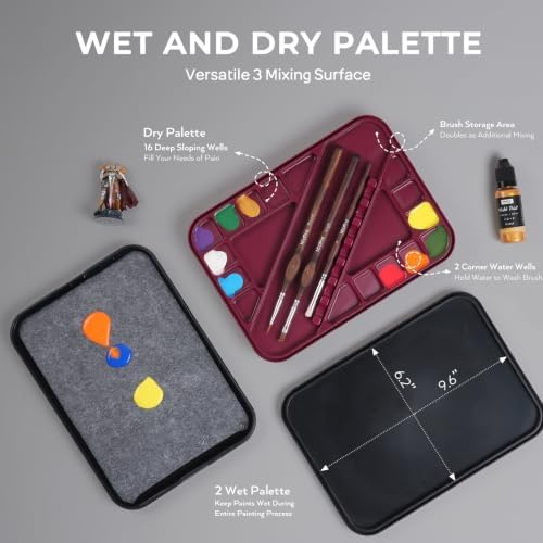 Nicpro All-In-One Miniature Painting Kit with 72 Model Paints & Wet Palette