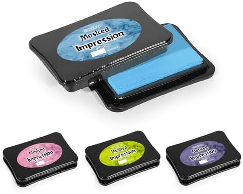CraftyManor Masked Impression Large Ink Pads for Stamps, Water Based Smudge Chalk Stamp Pad for Scrapbooking, Journaling, Card Making, DIY Craft Scrapbook Supplies for Adults (#CM256405)