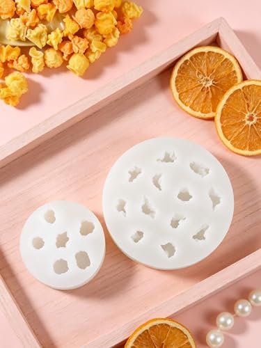 3D Popcorn Silicone Mold, 2PCS Popcorn Shape Candle Soap Mold for Chocolate, Fondant, Resin | Cute Food Fondant Molds for Baking Baby Shower & Birthday Party DIY Crafts‌ Gifts(Popcorn)