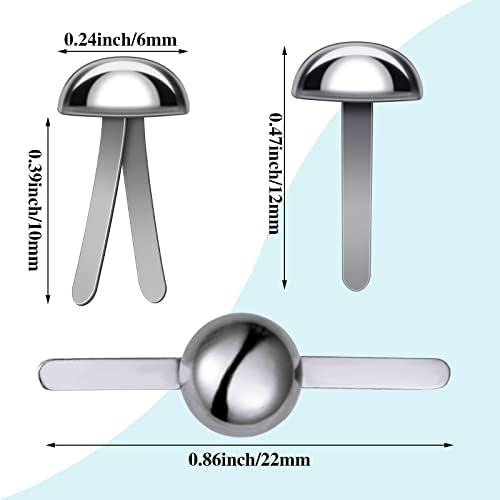 Hotop 500 Pcs Brad for Paper Crafts Metal Paper Fasteners, Silver