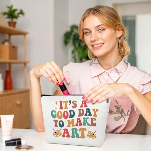 Gifts for Art Teachers, Drawing Theme Makeup Bag for Artists