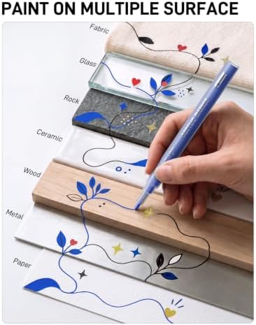 JusArt 0.7mm Fine Point Blue Paint Markers, 3 Pack