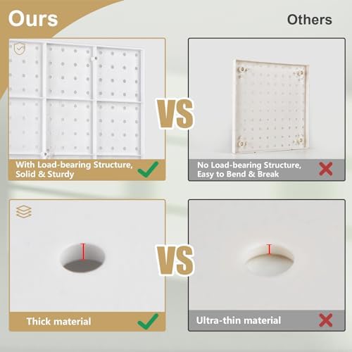FZK Modular Plastic Peg Board Wall Organizer Kit, 16x16, White