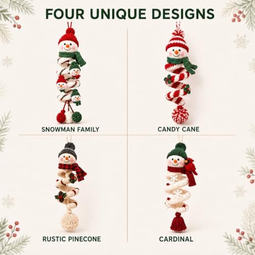 Crochet Snowman Spiral Ornament DIY Kit, Christmas Craft for Adults
