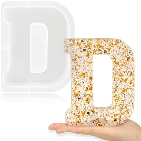 Gartful 7 Inch Large Letter Molds for Resin, 3D D Capital Alphabet Epoxy Resin Mold, A to Z Thick Resin Letter Molds for Making Letters, Word Sign Art, DIY Crafts, Making Cake, Party Home Decor