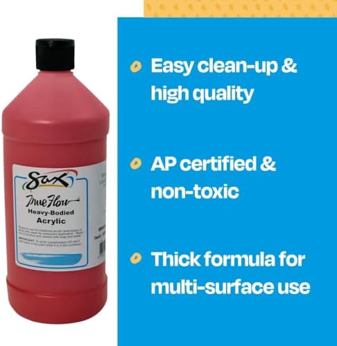 Sax Heavy Body Acrylic Paint for School and Arts and Crafts Use, Bright Red, 1 Quart