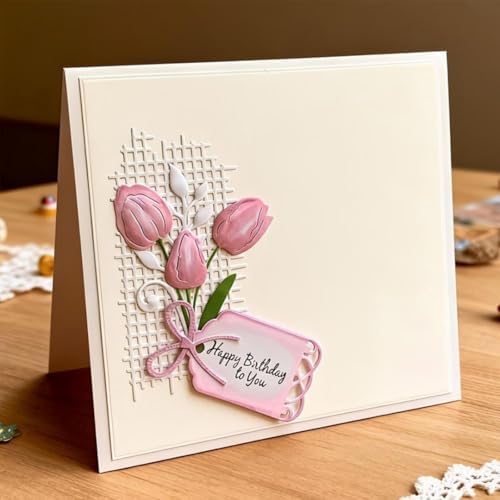 Scrapbooking Die-Cuts, Layer Frame Net Set Metal Cutting Dies for Card Making, Paper Craft Template, Background Embossing Stencils, DIY Album Décor (Tulip Grids Net-11.2x9cm)