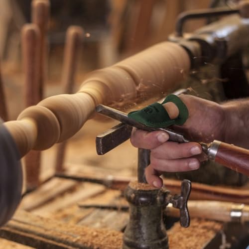 Ringsun Thumb Guard Wood Carving Tools, Leather Finger Protector, Handmade Carpenter Working Carving Kit Accessories Green