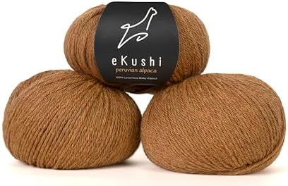 100% Baby Alpaca Yarn for Knitting & Crocheting - Set of 3 Skeins of Premium Yarn DK - Lightweight, Hypoallergenic & Thermal Peru Made - Ideal for Delicate Projects (M855 - Bronze)
