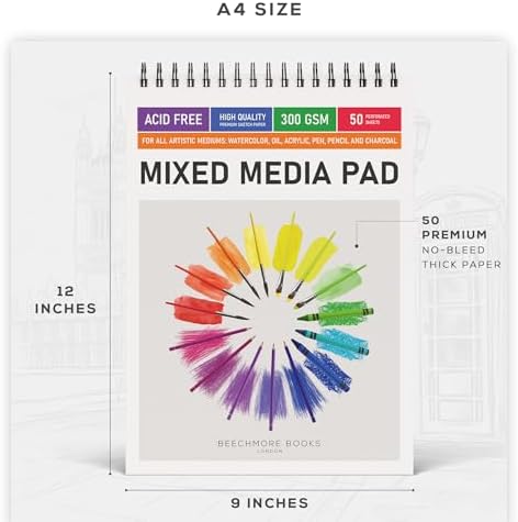 Beechmore Books 9x12 Watercolor Sketchpad 300 GSM/140lb 50 Sheets