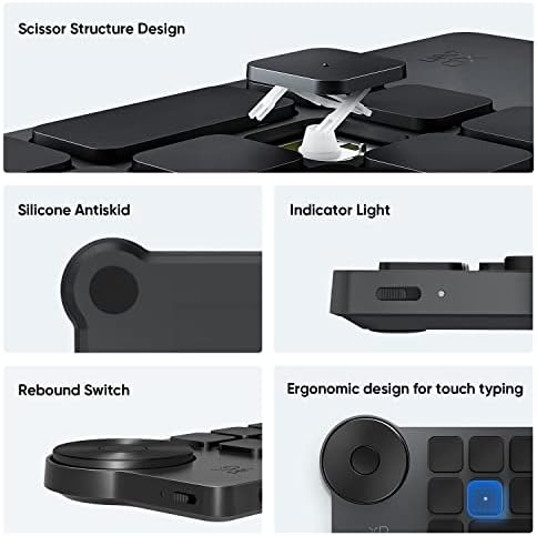 XPPen Mini Keydial ACK05 Wireless Shortcut Keyboard Bluetooth Programmable Express Remote Control with Dial & Customized Express Keys for Drawing Tablet PC MacBook Windows Images Video Editing