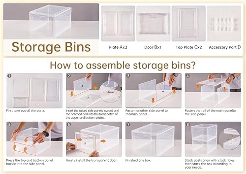 6 Pack Clear Storage Bins with Lids, 19 Qt Closet Organizers and Storage