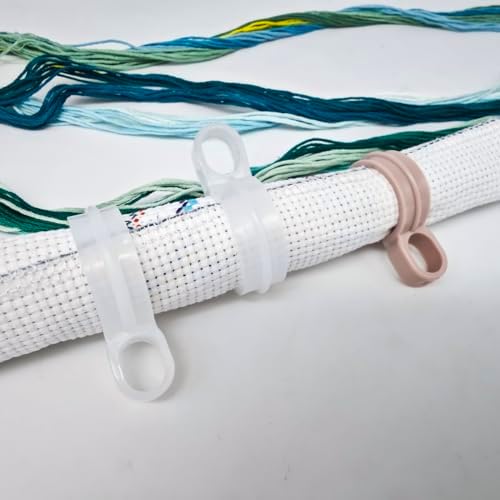 15PCS Cross-Stitch Roll Fabric Holder - Embroidery Fabric Clip Colored Needlework Supplies 3 Sizes