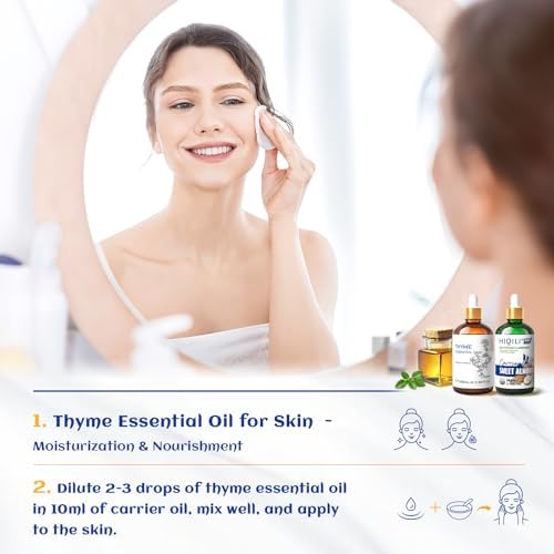 HIQILI Thyme Essential Oil for Skin Flare Care, DIY Spray, Diffuser