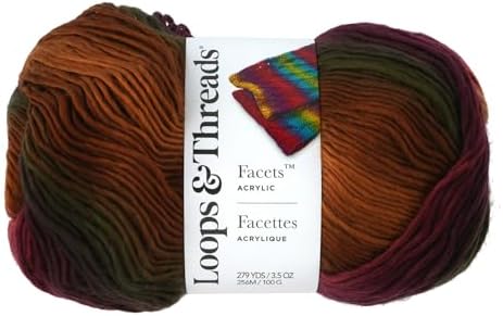 Loops & Threads Facets Yarn - Yarn for Knitting, Crochet, Weaving, and Arts & Crafts - Multi, Acrylic, 3.5 oz