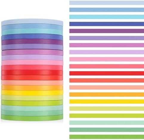 20 Rolls Rainbow Washi Tape Slim, 16.4ft Colorful Rainbow Pastel Washi Tape Set Skinny Thin Decorative Colored Washis Craft Tapes, Rainbows Colors Thin Decorative Tapes for Journal DIY Planner Craft