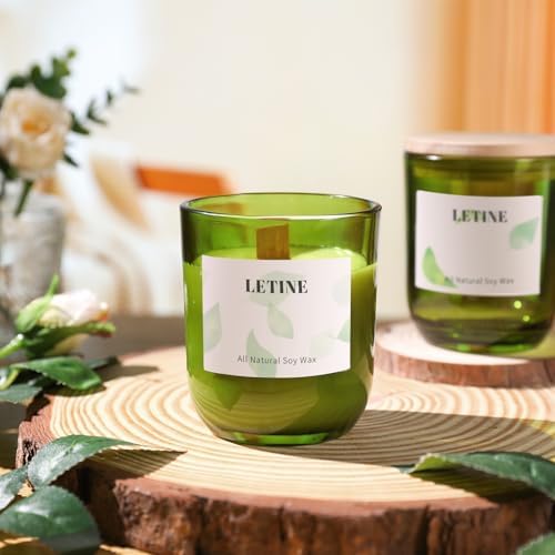 LETINE 12PCS Premium 8oz Green Glass Candle Jars with Lids - Bulk Empty Vessels for Candles, Eco-Friendly Candle Containers for Wedding Gifts & Candle Making Supplies, Ideal for Business Owners