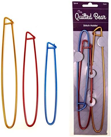 The Quilted Bear Knitting Stitch Holders - Premium Aluminium Stitch Holders for Knitting Set with Two Different Sets to Choose from (Large)