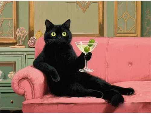 pchmcu Black Cat Paint by Numbers Kit for Adults Beginner,Cat Lying on the Sofa Adult Paint by Number Kits on Canvas,Easy Canvas Paint by Numbers for Adults for Home Wall Decoration 16 X 20 inch