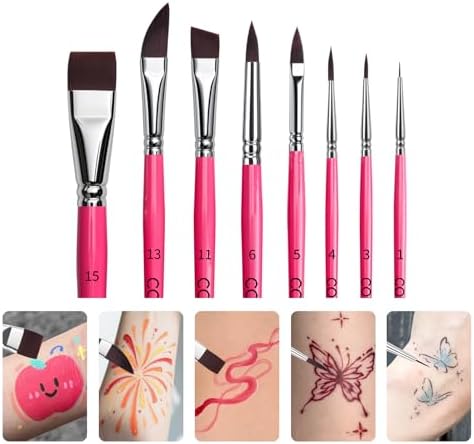 Face Paint Brush Set, 8pcs Artist Brushes for Body Face Painting,Acrylic Painting Watercolor Oil Gouache – Perfect for Artists, Performers, Party Makeup
