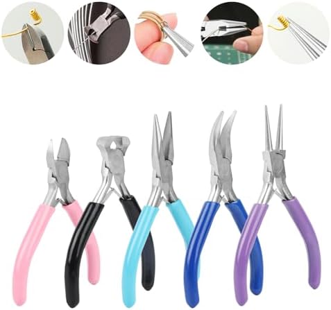 5 Pcs Jewelry Making Pliers Tools, Needle/Round/Chain/Bent/Zipper Pliers