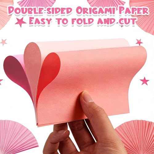 Kigeli 300 Sheet Origami Paper 6 x 6 Inch Square, Pink