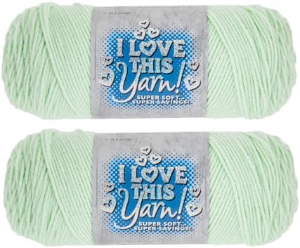 Hobby Lobby I Love This Yarn, 100% Acrylic, 353 Menthe, Set of 2