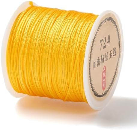 43 Yards Nylon String Friendship Bracelets String 0.8mm Nylon Beading Thread Braided Chinese Knotting Cord Macrame Cords for Kumihimo Necklaces Tassels Jewelry Crafts (Gold)
