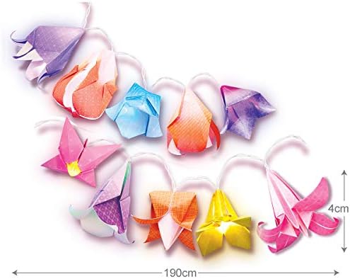 4M KidzMaker Origami Flower Lights Kit for Kids Ages 8-12 – DIY Paper Flower Craft with 10 Color-Changing LEDs, 15 Sheets, Room Decor, STEM Art & Craft Gift