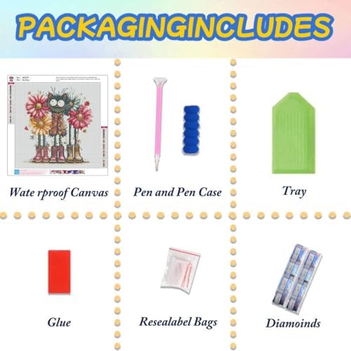 Lophomie Diamond Art Kits for Adults, 5D Cat Diamond Painting Kits 14x14 in