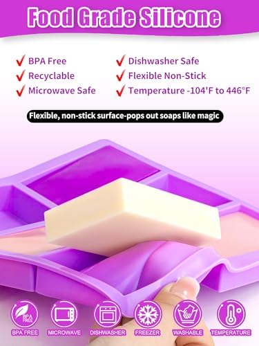 Silicone Soap Molds Set of 3, with 10 Soap Boxes for Homemade Soap,DIY Rectangle Soap Molds for Soap Making, 6 Cavity Mold for Craft Soap Mold, Chocolate & Ice Cube Trays(Blue, Purple & Pink)