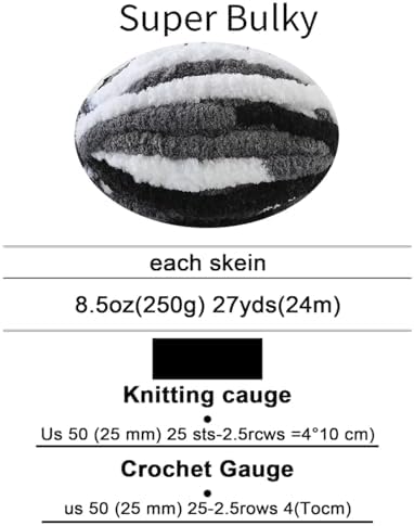 Chunky Yarn for Hand Knitting, No7 Thick Yarn, 250Grams 32Yards, Pack of 4, Perfect for Knitters and Crafters (Panda)