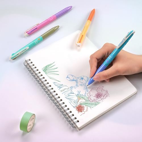 WRITECH Multi Colored Gel Pens: 0.5mm 2 in 1 Assorted Color Ink Fine Point Tip Aesthetic Retractable Pen Smooth Writing No Bleed For Journaling Coloring Drawing 8ct
