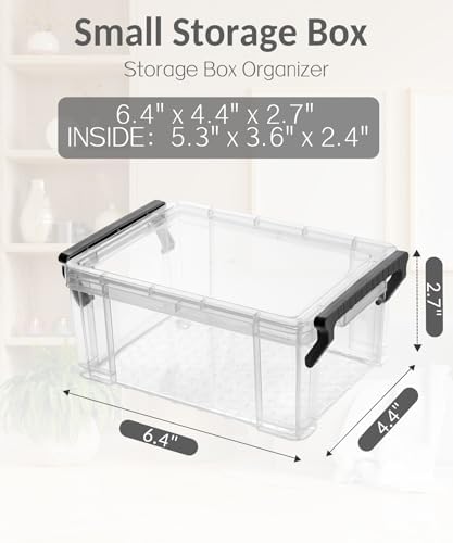 Sooez 6 Pack Small Plastic Containers with Lids, 6.4" x 4.4" x 2.7" | Clear Crayon Box Pencil Case, Stackable Stroage Organizer for Beads Craft Art Supplies, Storage Bins for Jewelry Stickers